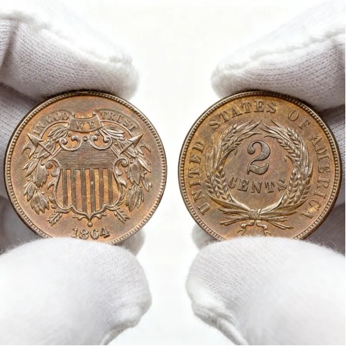 1864 Two Cent Piece | Rare US Civil War Era Vintage Collectible Coin