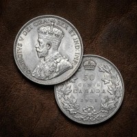 1921 Canada George V 50 Cents Silver Coin, Rare Canadian Old Coins for Collectors Gift, Antique Canada Half Dollar Coin Collection
