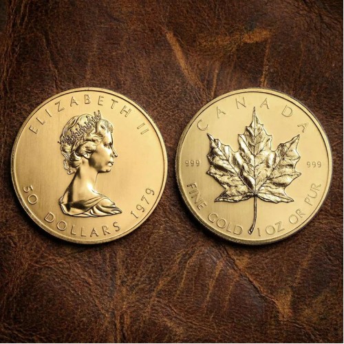 1979 Canada Gold Maple Leaf Coin, Rare Canadian 50 Dollars 1 Ounce Gold Coin, Queen Elizabeth II Coin for Collectors Historical Vintage Gift 1979 Canada Gold Maple Leaf Coin, Rare Canadian 50 Dollars 1 Ounce Gold Coin, Queen Elizabeth II Coin for Collectors Historical Vintage Gift