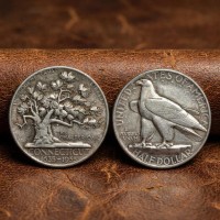 1935 Connecticut Tercentenary Half Dollar Commemorative Coin, Charter Oak Modernist Eagle Antique Silver Coin, US Old Coin for Collectors