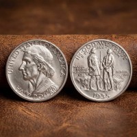 1935 Daniel Boone Bicentennial Half Dollar, Old US Commemorative Coin, Rare San Francisco Antique Silver Coins for Collector Gifts