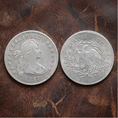 1797 Draped Bust Silver Dollar, Rare Antique Liberty Coin, US Old Coins for Collectors, Early American Silver Coin Collection