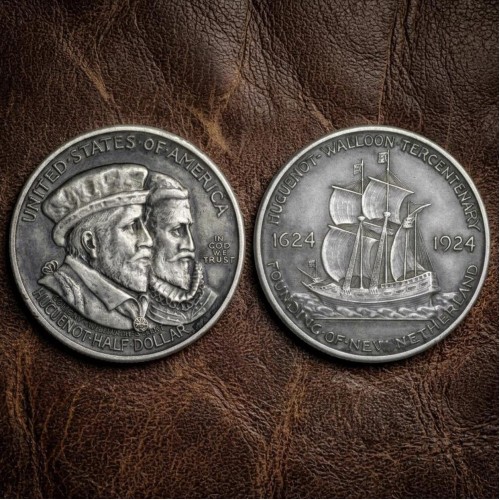1924 Huguenot Walloon Tercentenary Half Dollar Coin, US Rare Commemorative Coins, Collectible Silver Coins, Vintage Old Coins for Collectors 1924 Huguenot Walloon Tercentenary Half Dollar Coin, US Rare Commemorative Coins, Collectible Silver Coins, Vintage Old Coins for Collectors