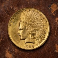 1932 Indian Head Gold Eagle Coin, Saint Gaudens 10 Dollar, Rare Antique Gold Dollar Coin Collection, Collectible US Old Coin for Collectors