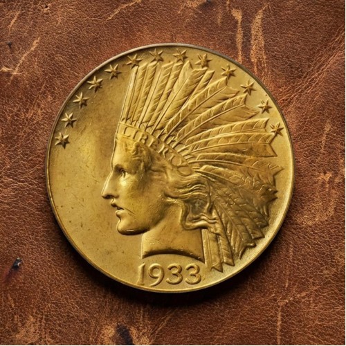 1933 Indian Head Gold Eagle Coin, Rare Saint Gaudens 10 Dollar Antique Coin Collection, Collectible US Old Coins for Collectors