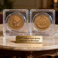 1877 Indian Head Penny Rare Key Date Antique US Copper Cent Collectible Numismatic Gift