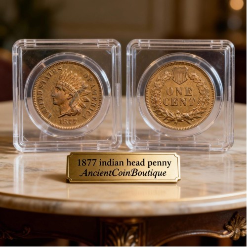 1877 Indian Head Penny Rare Key Date Antique US Copper Cent Collectible Numismatic Gift