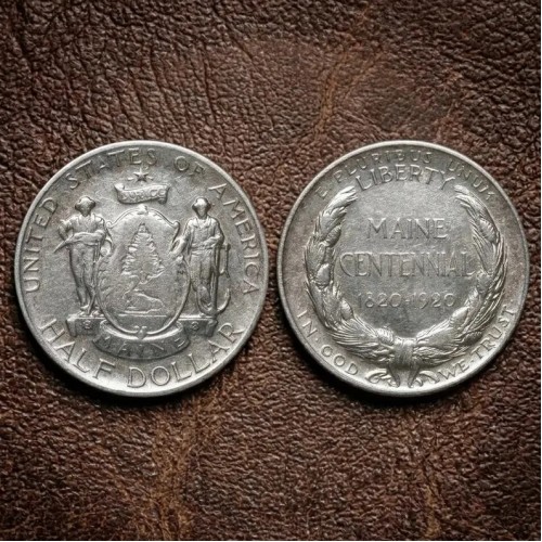 1920 Maine Centennial Half Dollar, US Commemorative Silver Coin, Rare Antique Silver Dollar Coin, Ancient Coins for Collectors