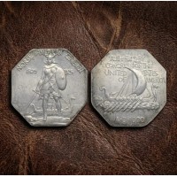Rare US Commemorative Coins for Collectors - 1925 Norse-American Centennial Medal - Octagonal Viking Chieftain & Dragon Ship Design Old Coin