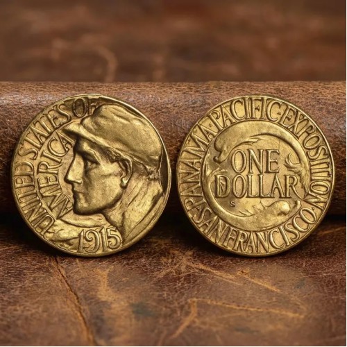 1915 Panama Pacific Exposition Gold Dollar Commemorative Coin, Historical Antique Gold Coin Collection, US Old Coins for Collectors