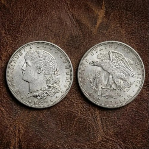 1879 Schoolgirl Dollar Pattern Coin, Rare US Morgan Silver Dollar Design Liberty Eagle Coin for Coin Collectors, Collectible Antique Coins