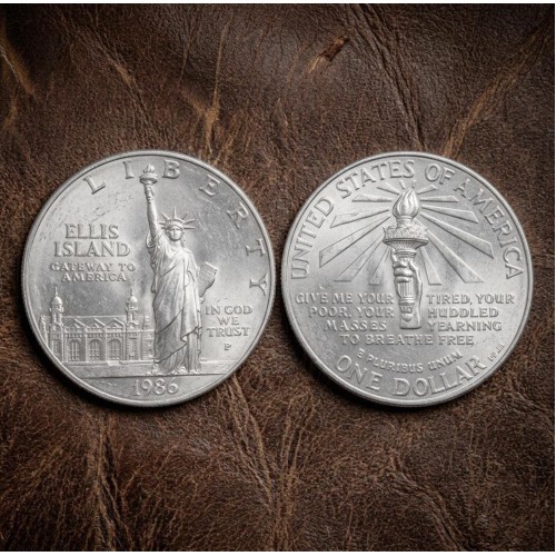 1986 Ellis Island Liberty Coin, Statue of Liberty Centennial Silver Dollar Commemorative Coin, Old Coins for Collectors, Rare US Silver Coin
