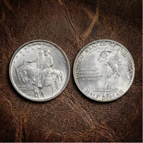 1925 Stone Mountain Memorial Silver Half Dollar, Rare US Commemorative Coin, Old Coins for Collectors, Collectible Antique Silver Coin