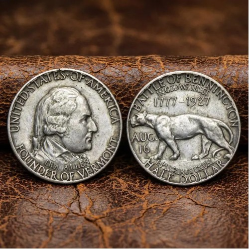 1927 Vermont Sesquicentennial Half Dollar, Battle of Bennington Commemorative Coin, Antique Silver Coin, US Old Coins for Collectors